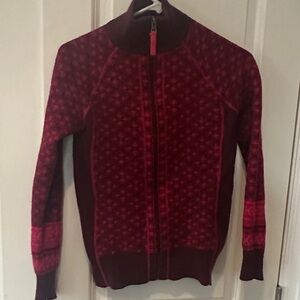 Athleta Burgundy and Pink Zip-Up Sweater
